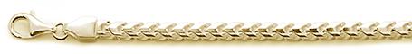 150-4.5MM Yellow Gold Plated Oval Franco .925 Sterling Silver Chain 26"