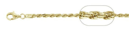 120-6MM Yellow Gold Plated Rope Chain .925 Solid Sterling Silver Size 22"