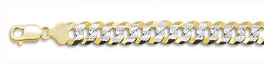 250-11MM Yellow Gold Plated Flat Pave Curb Bracelets .925 Solid Sterling Silver Available In 8" Inches