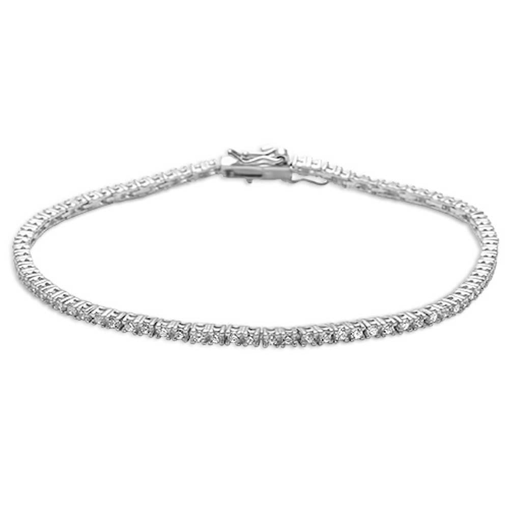 2MM Round 4 Prong Tennis Cz .925 Sterling Silver Chain 17"