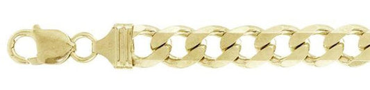 300-14MM Yellow Gold Plated Flat Pave Curb Bracelets Sterling Silver Made In Italy Available In 8" Inches