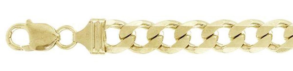 300-14MM Yellow Gold Plated Flat Pave Curb Bracelets Sterling Silver Made In Italy Available In 9" Inches