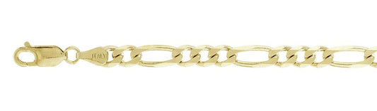 150-6.2MM Yellow Gold Plated Figaro Chain .925 Solid Sterling Silver Available In 30 " Inches