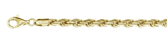 100-5MM Yellow Gold Plated Rope Bracelets .925 Solid Sterling Silver 8"