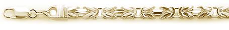 140-6MM Yellow Gold Plated Square Byzantine .925 Sterling Silver Bracelets 9"