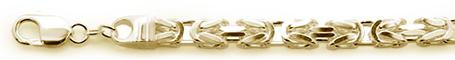 170-7MM Yellow Gold Plated Square Byzantine .925 Sterling Silver Bracelets 8"